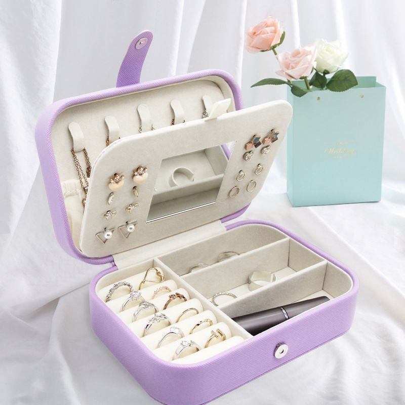 Đồ xách hình vuông Mini trang sức hành trình Case Nhẫn Băng tai Vòng cổ Lễ cưới Hộp quà