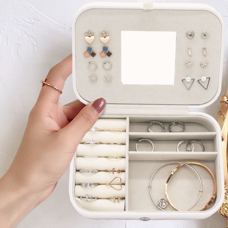 Đồ xách hình vuông Mini trang sức hành trình Case Nhẫn Băng tai Vòng cổ Lễ cưới Hộp quà