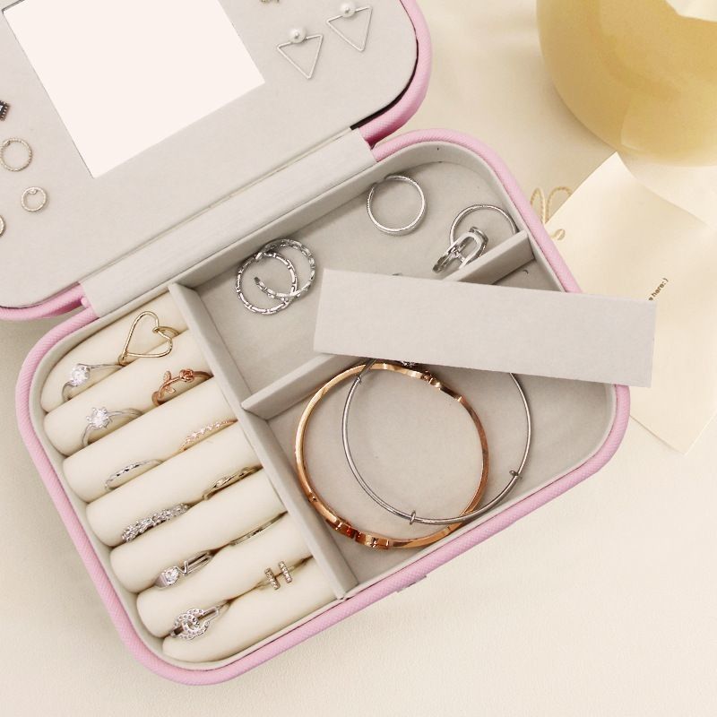 Đồ xách hình vuông Mini trang sức hành trình Case Nhẫn Băng tai Vòng cổ Lễ cưới Hộp quà
