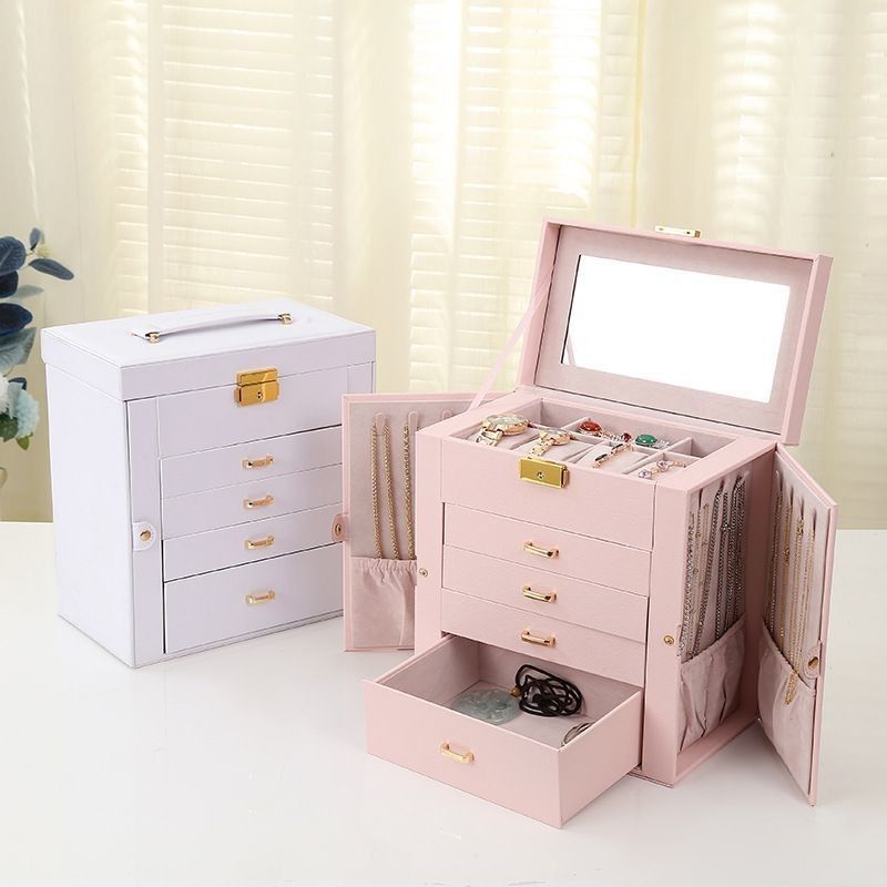 Trung bình mở đường Clamshell PU bộ trang sức da / nhẫn / vòng mắt / vòng cổ / vòng đeo tay / hộp lưu trữ đồng hồ cho và đồ trang sức sang trọng