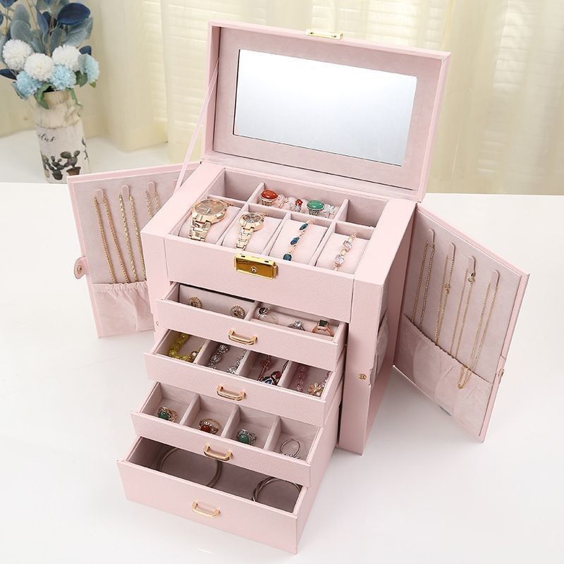 Trung bình mở đường Clamshell PU bộ trang sức da / nhẫn / vòng mắt / vòng cổ / vòng đeo tay / hộp lưu trữ đồng hồ cho và đồ trang sức sang trọng