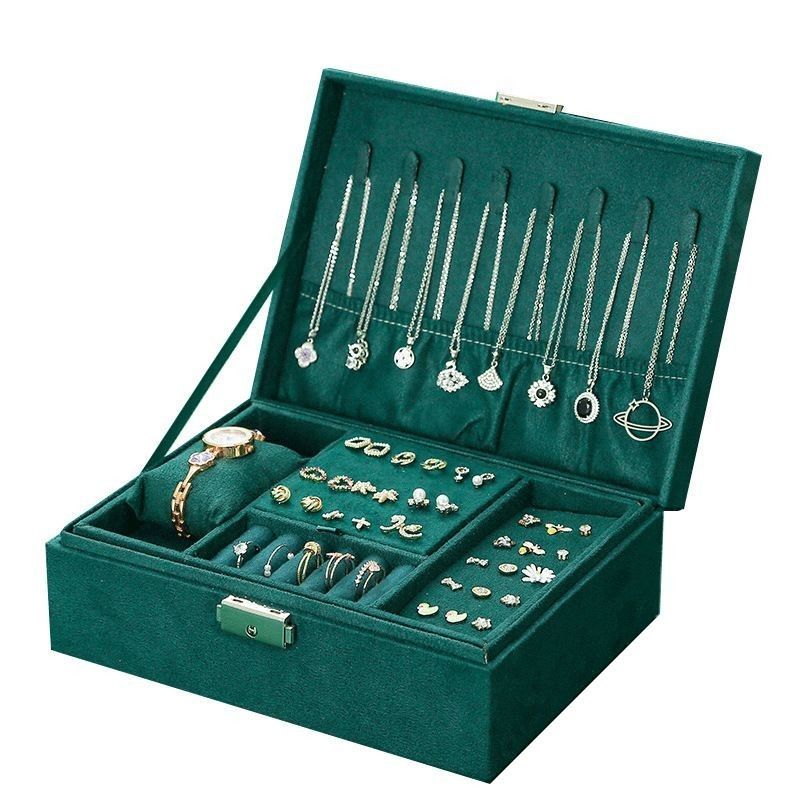 Hộp đồ trang sức đa lớp tùy chỉnh cho vòng cổ và lưu trữ đồng hồ 23 * 17 * 8,5cm