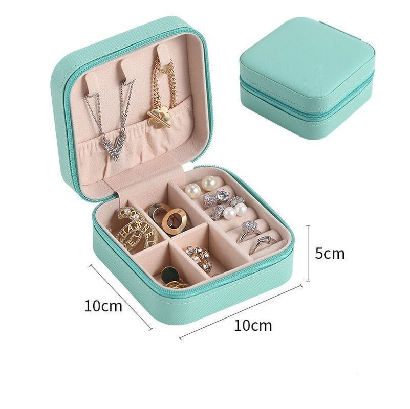 Bộ đồ trang sức vuông hộp quà hộp mini hộp cho phụ nữ nữ thời trang Solid Luxury Portable PU Da PVC Thẻ