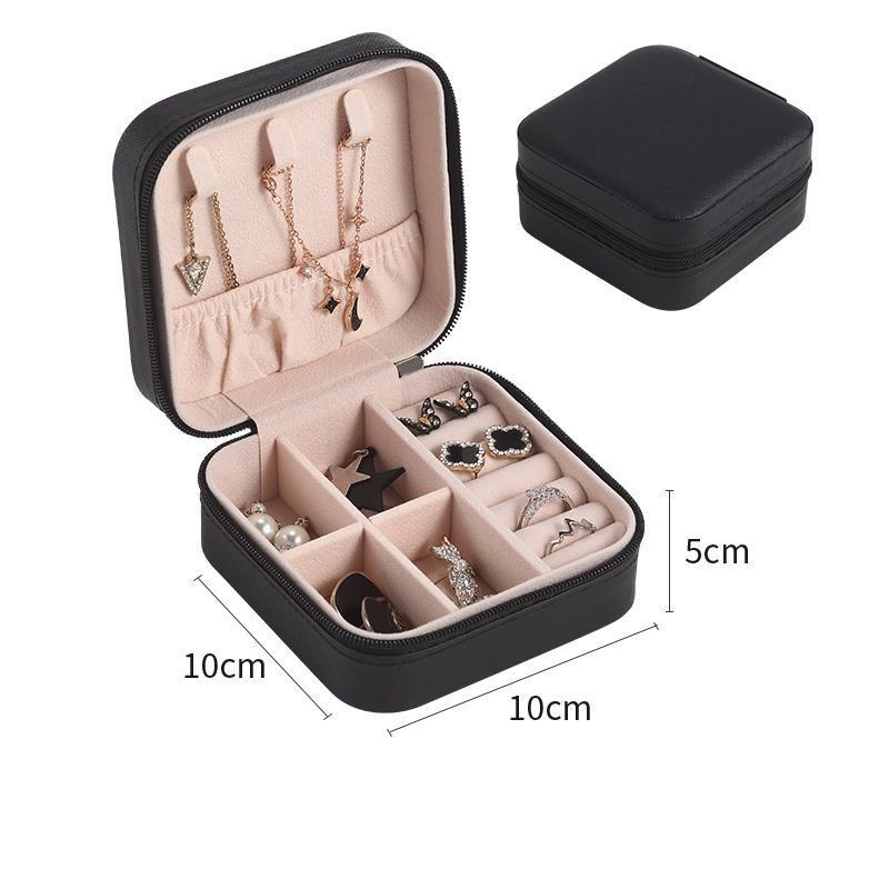 Bộ đồ trang sức vuông hộp quà hộp mini hộp cho phụ nữ nữ thời trang Solid Luxury Portable PU Da PVC Thẻ