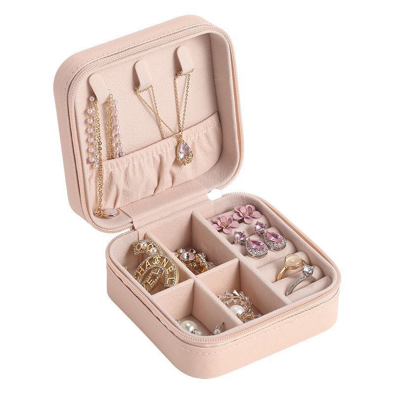 Bộ đồ trang sức vuông hộp quà hộp mini hộp cho phụ nữ nữ thời trang Solid Luxury Portable PU Da PVC Thẻ