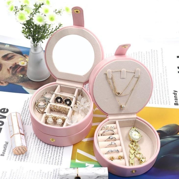 Hộp đồ trang sức cao cấp tròn 10,9 * 10,2 * 5,9cm Hộp đóng gói giấy in logo tùy chỉnh