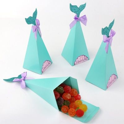 Tiệc sinh nhật cưới hộp quà tùy chỉnh hộp kẹo giấy với đuôi nàng tiên cá